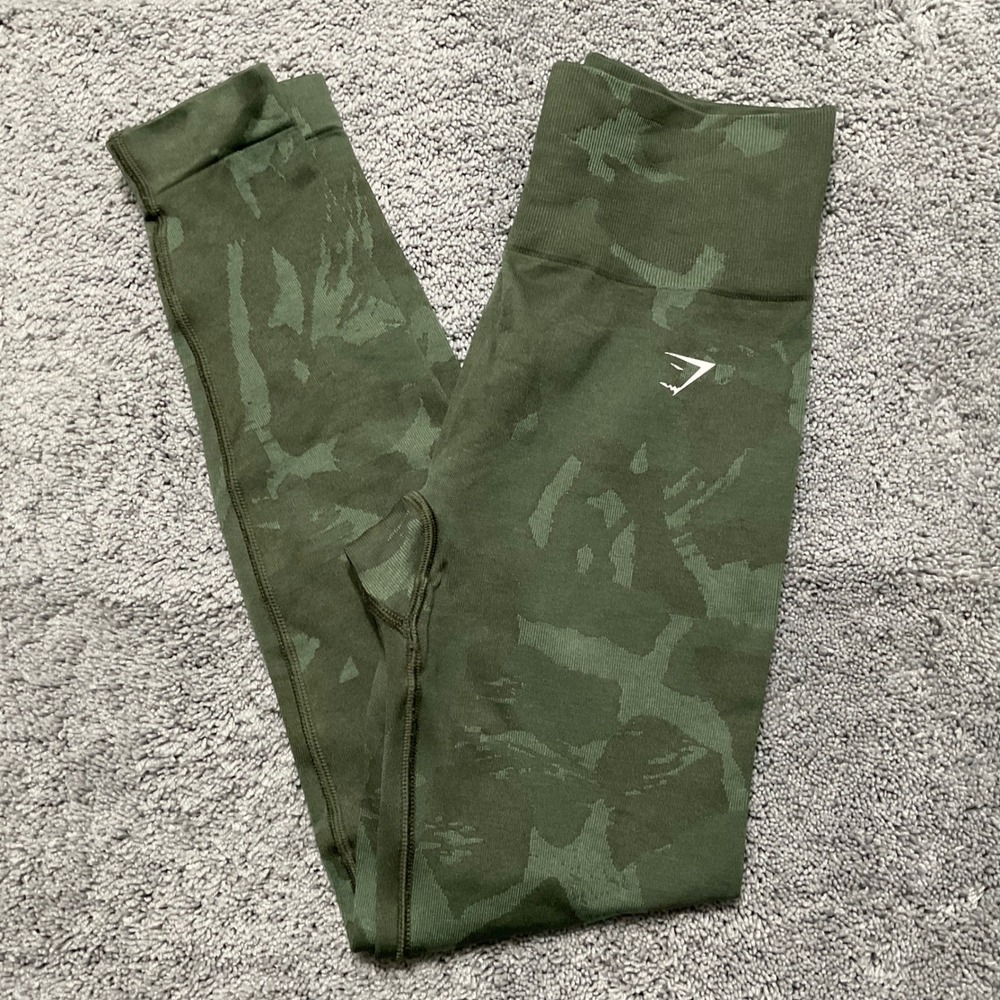 Gymshark Adapt Camo Seamless Leggings Green Camouflage High Waisted Small